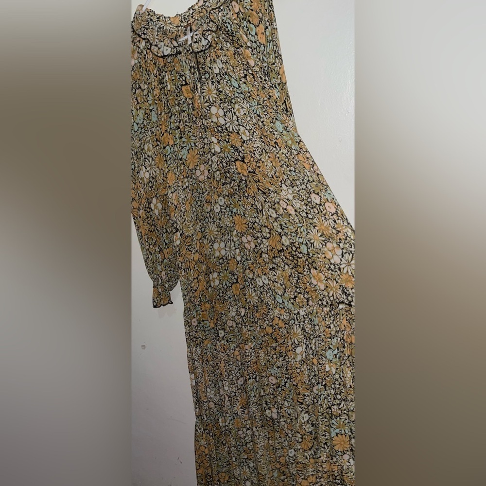 Free People Feeling Groovy Floral Boho  Ruffle Oversize Tiered Maxi dress - Picture 13 of 16